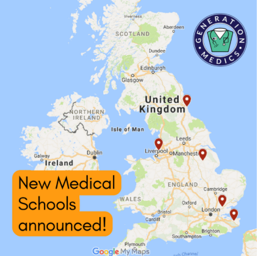 map of new uk medical schools